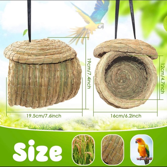 NestStraw, Woven Straw Nest Rattan BirdsNest Parrot Supplies brand new - Picture 3 of 7